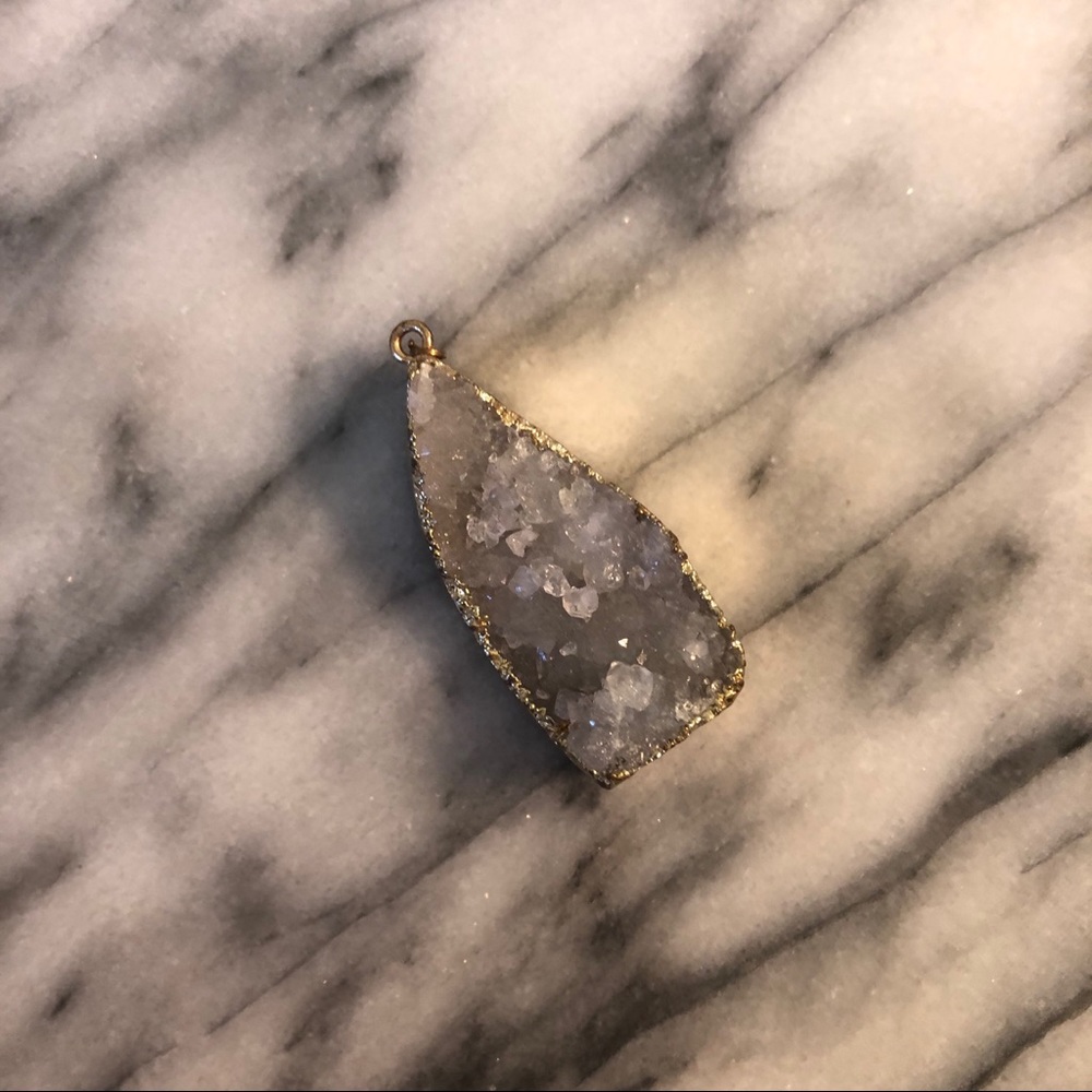 Gold Dipped Boho Crystal Geode Necklace Pendant